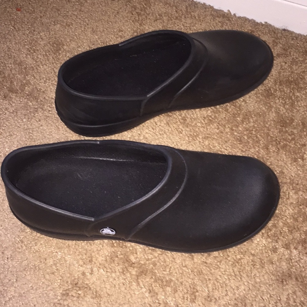 Black slip on crocs size 10w